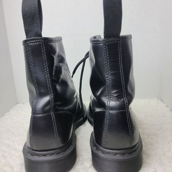 Dr. Martens 1460 Mono Mens Boots Size 10 M Black Leather Lace Up 8-Eye - Picture 4 of 10